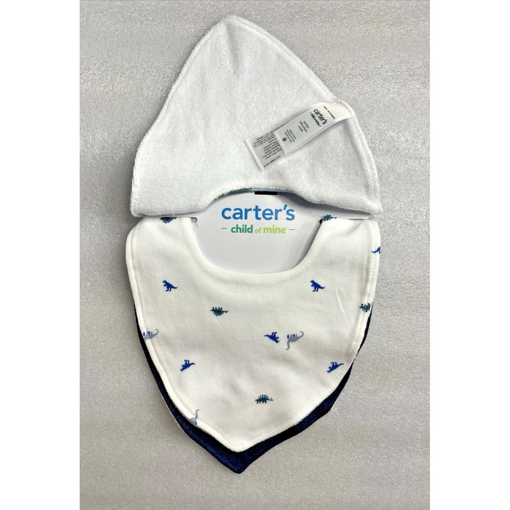 Carter's Child of Mine Baby Bandana Bibs Dinosaur 3-Pack‎ One Size Snap Closure - Picture 10 of 11
